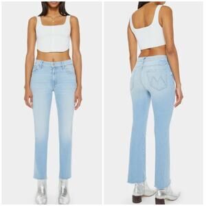 Mother The Insider Ankle Fray Size 32 Friendly Reminder High Waisted Light Wash
